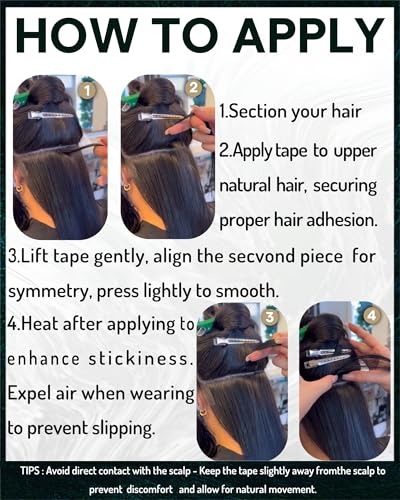 RUNATURE Black Adhesive Extensions Natural Hair Extensions Human Hair Black Adhesive Extensions Natural Hair Straight 30 Inches/75 cm 20pcs/50g #1