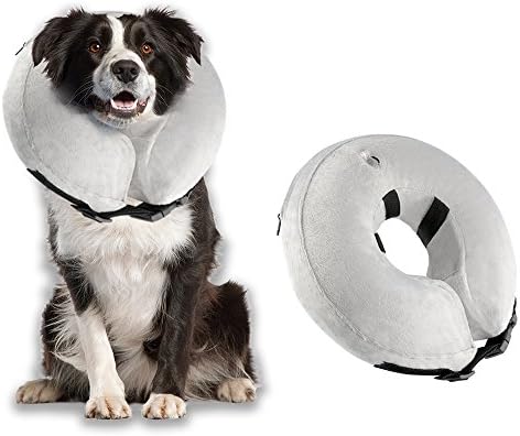 Airsspu Protective Inflatable Dog Collar - Soft Pet Recovery E-Collar Cone for Small Medium Large Dogs - Designed to Prevent Pets From Touching Stitches (Medium - Neck Circumference 8-12)