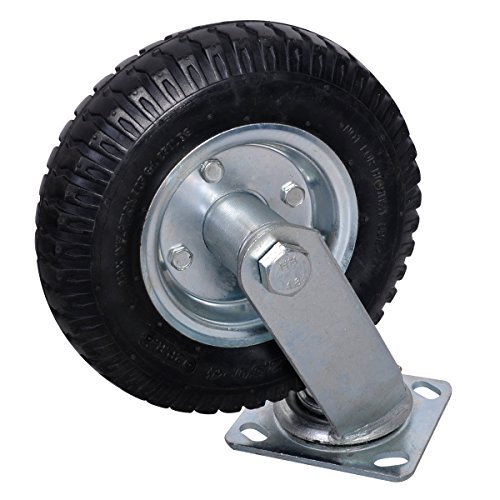 4 PCS 8" Air Tire Pneumatic 2 Rigid Wheels & 2 Swivel Casters Cart Farm Caster - Thumbnail 2