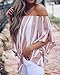 Chellysun Womens Off Shoulder Blouses Vertical Stripes Tie Knot Casual Chiffon T Shirt Tops