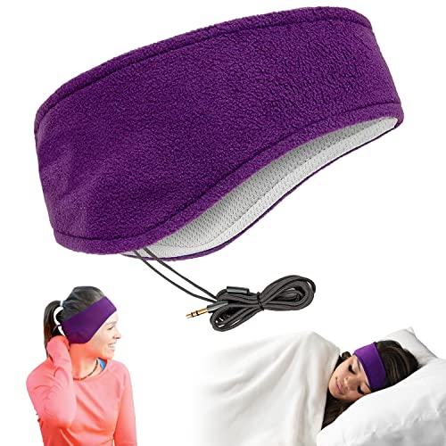 CozyPhones Sleep Headphones - Over Ear Headphones from Ultra Thin Cool Mesh Wired for Side Sleepers, Meditation, Running, Laptop, and Phone - Purple Lycra