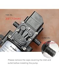 bayite 12 V DC Bomba de diafragma de presión de agua con interruptor de presión. Bomba pulverizadora. Bomba de cebado propio 4 L Min 1.0 GPM, 100 PSI, para RV Camper, Barco Marino, Césped.