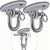 SELEWARE 2 Pieces 2000 lb Capacity Stainless Steel 180Â° Swing Hangers, Heavy Duty Swing Hooks for Concrete Ceiling Wooden, Hanging Hardware for Por Porch Yoga Trapeze Playground Hammock Gym Swing Sets