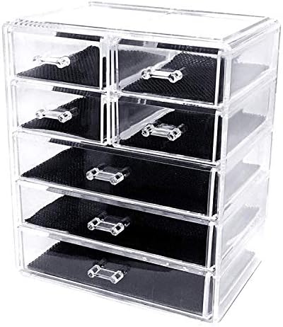 Sodynee Makeup Organizer Case Display Boxes, 3 Large and 4 Small Drawers