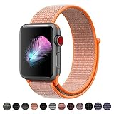 HILIMNY Compatible for Apple Watch Band 38mm, New Nylon Sport Loop, with Hook and Loop Fastener, Adjustable Closure Wrist Strap, Replacement Band Compatible for iwatch, 38mm, Spicy Orange