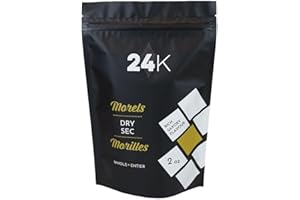 Whole Dried Morel Mushrooms - 2oz (57g) | Wild Foraged Morel Mushrooms, Premium Grade, All Natural Gourmet Ingredient | 24K