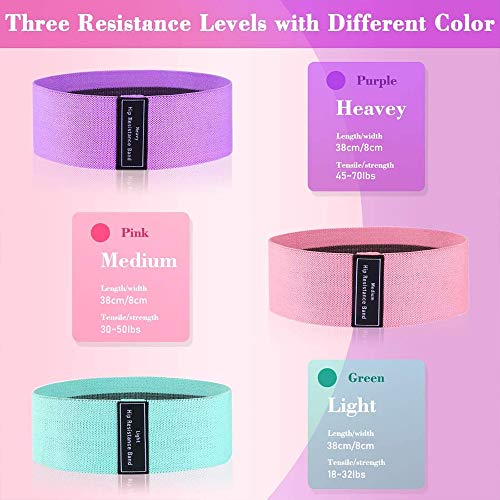 ANDSTON Resistance Bands for Legs and Butt, Non-Slip & Thicken Loop Booty Bands, 3 Resistance Levels Fabric Exercise Band Workout Bands Women Sports Fitness Band for Squat Glute Hip Training