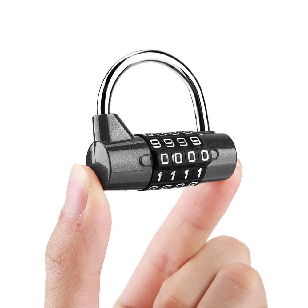4 Digit Combination Padlock, 4 Dial Digit Code Outdoor Password Padlock for Travel/Suitcase/Gym Locker, Security Password Lock (Black)