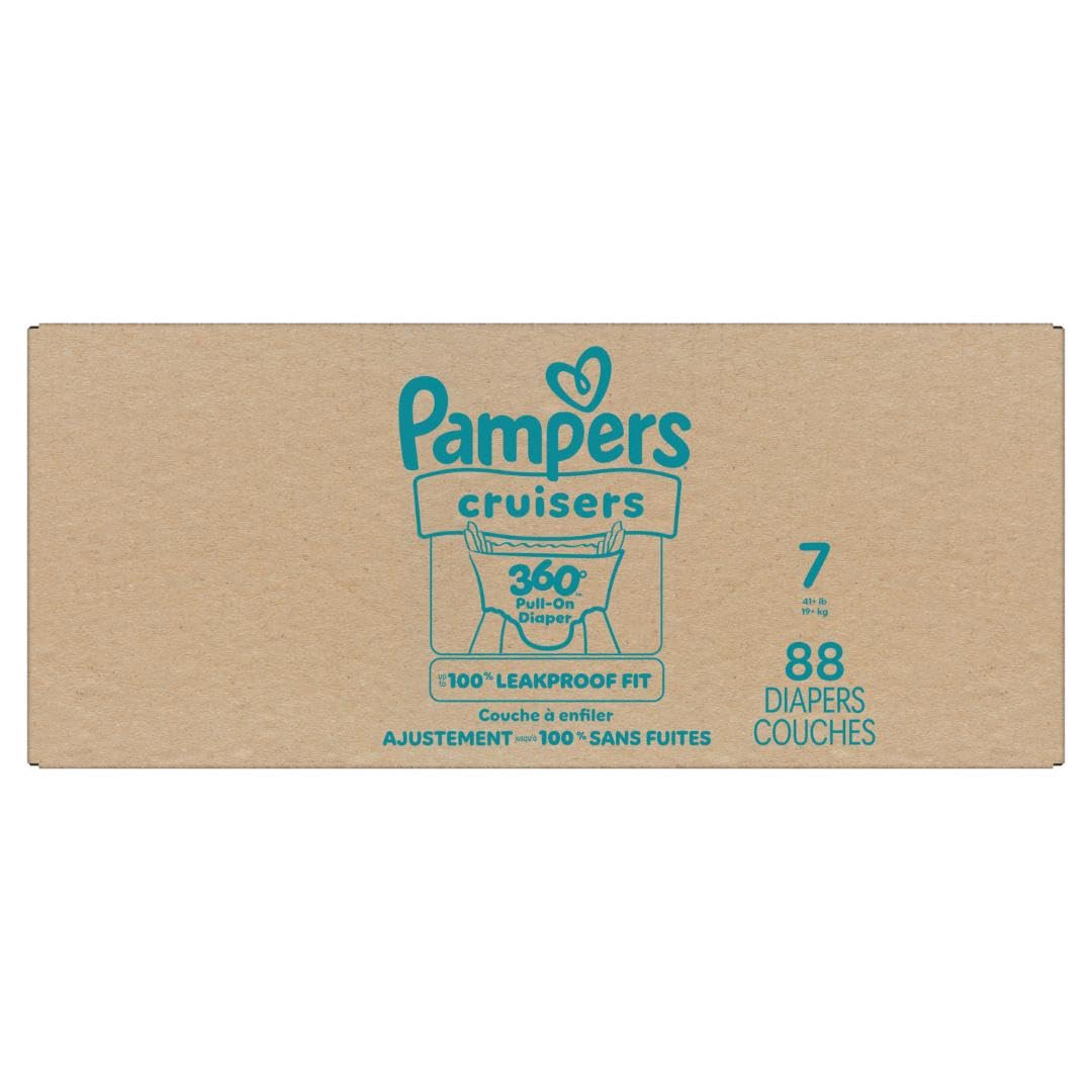 Pampers Diapers - Cruisers 360 - Size 7, 88 Count, Babyproof up to 100% Leakproof Pull-On Diaper