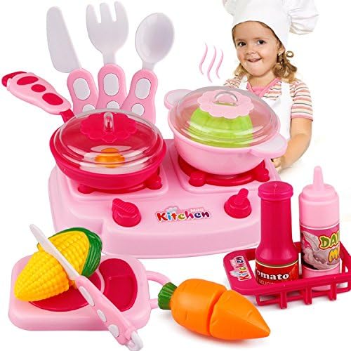 Kitchen Play Toys Fruit Vegetable Cooking 15pcs/set Pots Pans Dishes Cutting Set