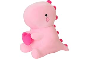 SQEQE Dinosaur Stuffed Animal, Loving Soft Dino Plush Toys with Holding Heart for Valentine Day, Sweet Romantic Anniversary Birthday Gift for Her Girls Boys Girlfriend(Pink,12 inch)