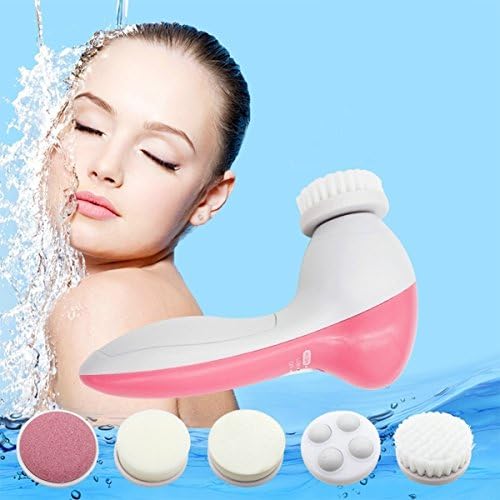 Yi Amoy Fashion 5 in 1 Multifunction Electric Face Facial Cleansing Brush Spa Skin Care massage (pink)