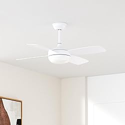 Asyko 42" Ceiling Fans with Lights, White Modern