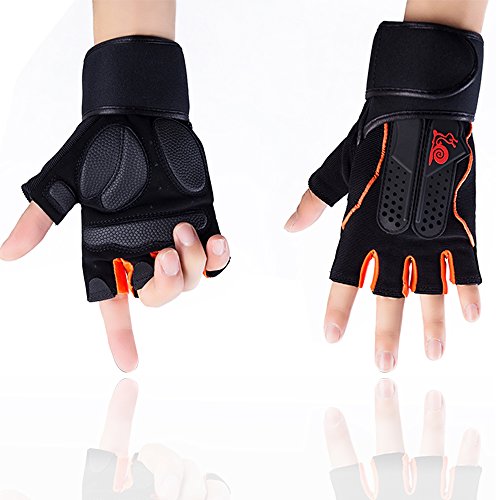 CoolWind Cycling Gloves Half-Fingered Glove Camping Biking Gloves Pad Breathable Lightweight For Riding Mountain Biking Gloves … (Orange, L) - Thumbnail 7