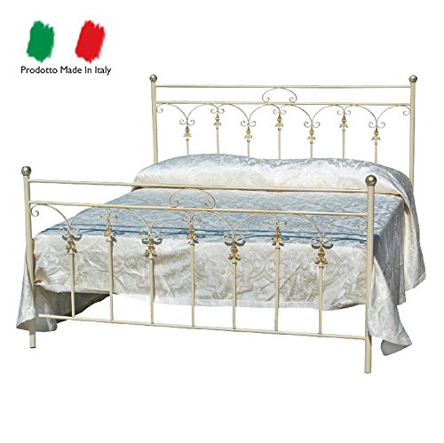 Letto Piazza E Mezza In Ferro Battuto Classico Stile Italiano Avorio Bianco Nettuno