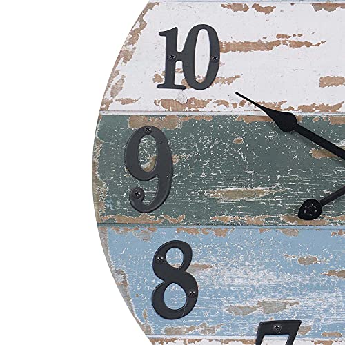 Large Beach Wall Clock, 18" Farmhouse Nautical Coastal Wall Decor for