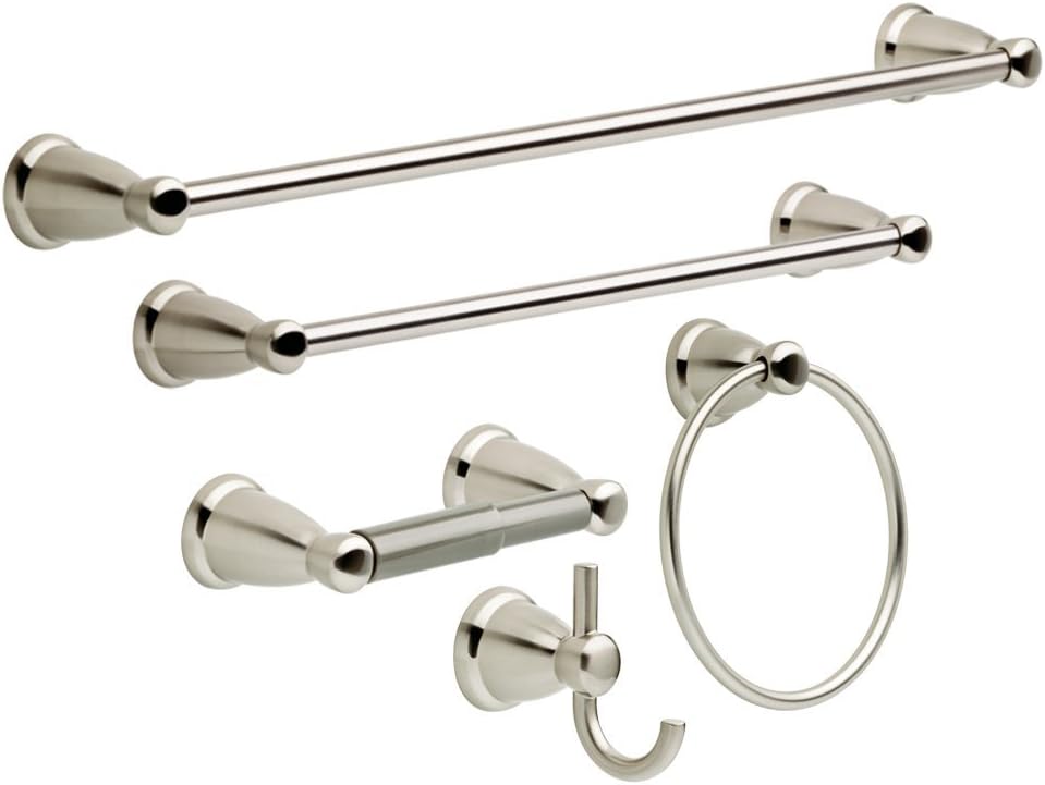 Franklin Brass KIN5PC-SN Kinla 5-Piece Bath Hardware, Satin Nickel Towel Bar Accessory Set, Kit - - 