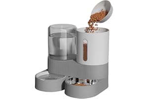 Automatic Pet Feeder, 2 in 1 Gravity Cat Feeder and Water Dispenser with Stainless Steel Food Bowl, Cat Dog Food Dispenser fo