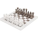 Radicaln Marble Chess Set 15" Inches Handmade White and Grey Oceanic Classic Board Games for Adults, Luxury Marble Chess Boar