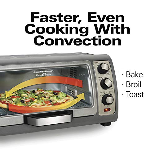 Hamilton Beach Countertop Toaster Oven, Easy Reach With RollTop Door