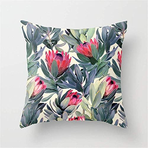 Painted Protea Pattern Throw Pillow Case Cushion Cover 18 X 18 Inches