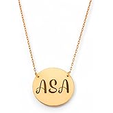 HotMixCold Double Sided Names or Initial Engraved Disc Pendant Necklace, Delicate Personalized Best Friend or Couples, Twin Monogram Mom Necklace Wedding Gift