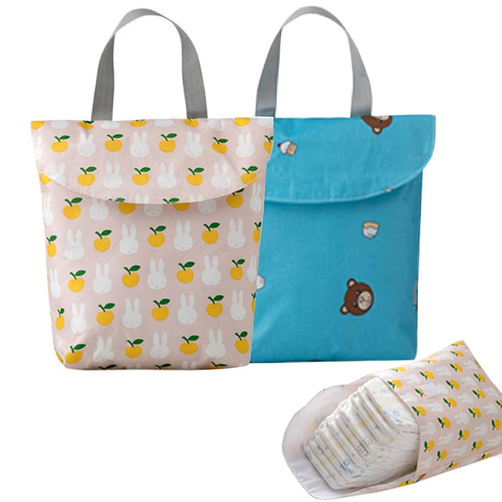 Oaygat 2Pcs Wet Dry Bags for Baby Cloth Diapers Waterproof Diapers Organiser Bags Nappy Bags for Cloth Reusable Washable Cloth Diaper Bags Wet Bags with Handle for Baby Items Portable Baby Diaper Bags