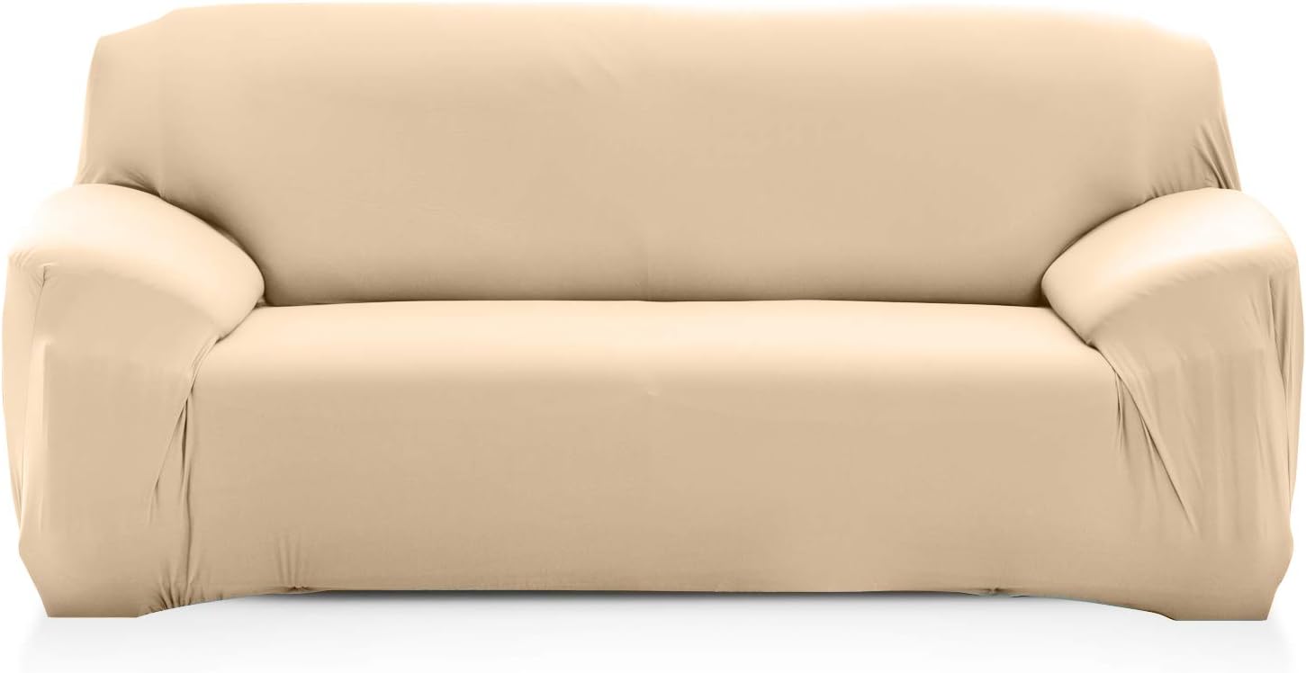 PETCUTE Sofa Cover High Stretch Sofa Protector Elastic L Shape Sofa Slipcover Corner Universal Couch Cover Non Slip Furniture Protector Beige 1 seater