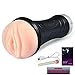 Pure Cell, Dial up Vibration Realistic Ribbed Tunel Male Masturbator Adult Sex Toy w/ Bonus Lubricant and Heater, Black