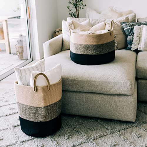 OrganiHaus Brown Extra Large Baskets for Organizing Throw Blanket