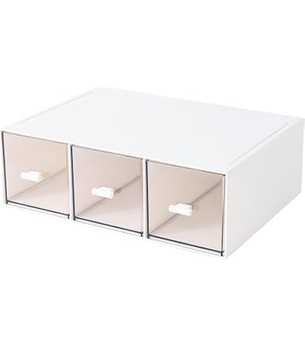 Desk Organizer With Drawer - 6 Compartments & 2 Drawers, White Plastic Storage Box For Makeup Or Office - View #4