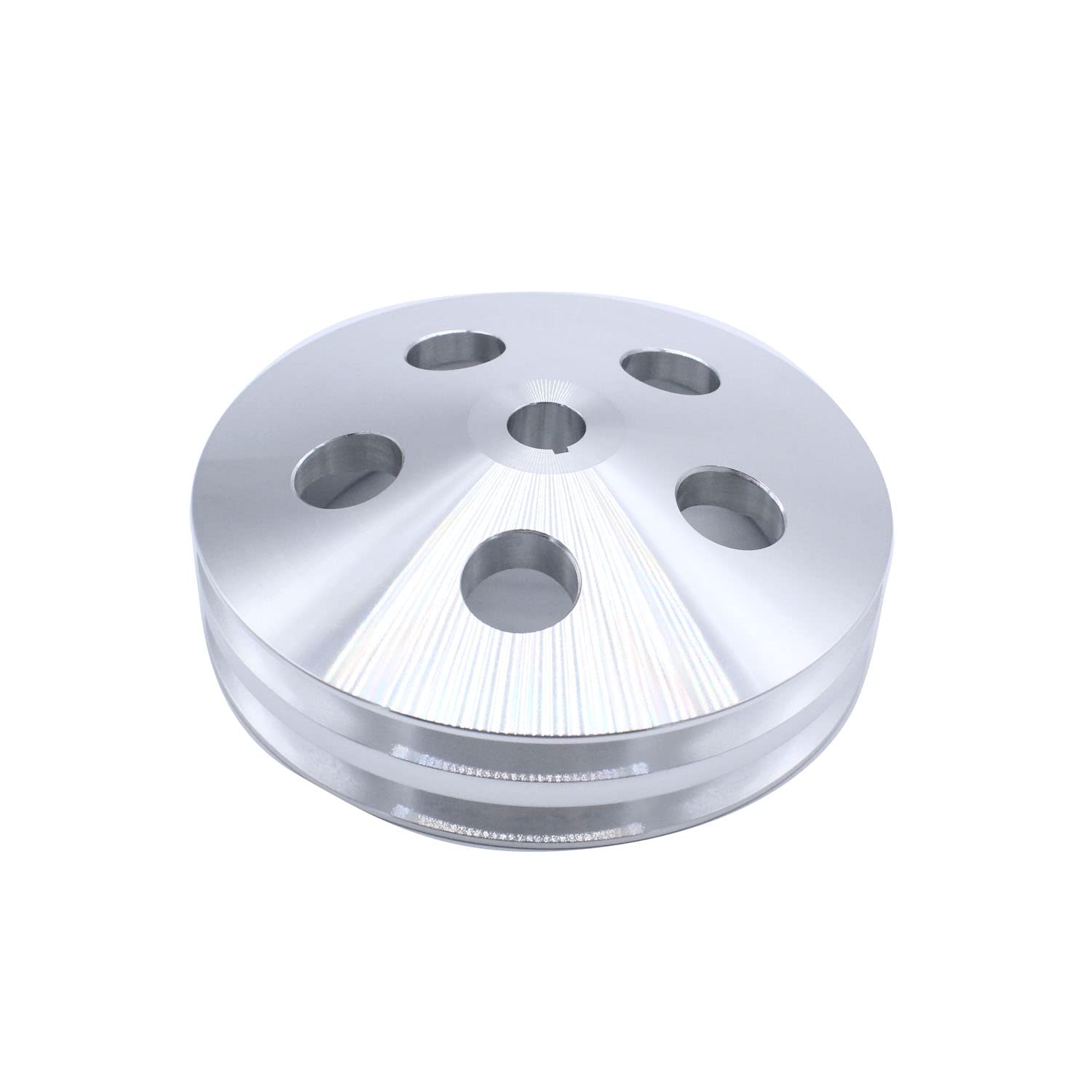 Photo 1 of 1 PC SHLPDFM Billet Aluminum Chrome Pulley 2 Groove Key-way Power Steering Pump Pulley Compatible with Chevy Gm To 1972