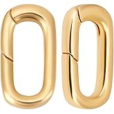 Beebeecraft 1 Box 10Pcs Spring Gate Rings 18K Gold Plated Oval Spring Clasp Connector Extender for Necklace Bracelet Jewelry Making