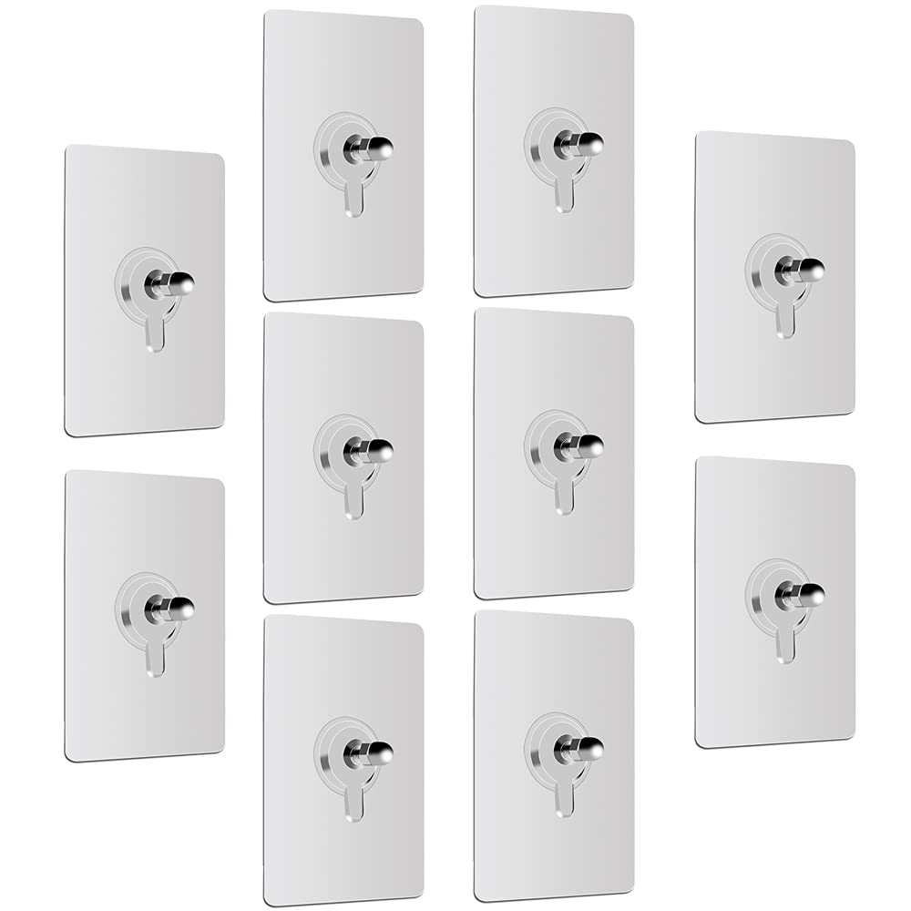 10 Pcs Punch-Free Wall-Mounted Screw Hook Heavy Duty Waterproof Seamless Screw Adhesive Works on Ceramic Wood Tile Metal Surface and More