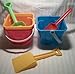 6 Piece Sand Castle Building Small Toy Set (3 Buckets, 3 Shovels)