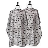 Hair Salon Cape for Stylists and Barbers, Retro Mustache Black and Tan (2-pack)