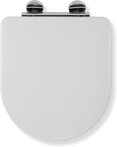 Croydex Garda Flexi-Fix D Shape Soft Close Toilet Seat White Wood