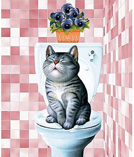 Amazon Co Jp サイズ トイレに飾ろう 猫トイレ Pink 金運アート フルダイヤモンドアート 額縁プレゼント付き ビーズアート手芸キット ホーム キッチン