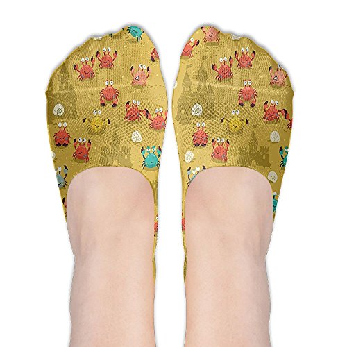 Lucy Jim Cartoon Style Crabs Shells And A Sand Castle On Beach Women's Terylene Cotton Stockings