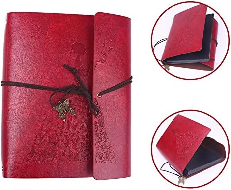 FANCYLEO Retro Notebooks/Journals, Hardcover Premium PU Leather Classic Embossed Notebook for Students Writing Journal Personalized Travel Diary Notebook Gift Red B5