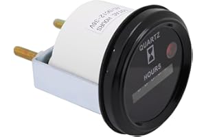 Hour Meter Round Display Counter, DC AC 6 Digit Accurate Round Quartz Hour Meter Tester for Boat Car Truck Engine(12-36V)