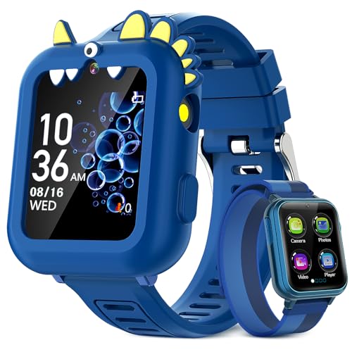 Kids Smart Watch Boys Gift Age 3-12 with 39 Games Alarm Clock Camera Video Music Player Pedometer Flashlight 12/24 hr HD Touch Screen Kids Watch Birthday Boys Gift Toys for 4 5 6 7 8 9 10 Years Olds