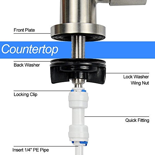 FS-TFC Kitchen Water Filter Faucet Kitchen Bar Sink Drinking Water Faucet Fits most RO Units or Water Filtration System Brushed Finish Not Chrome,Lead-Free,1/4-inch Tube - Thumbnail 3