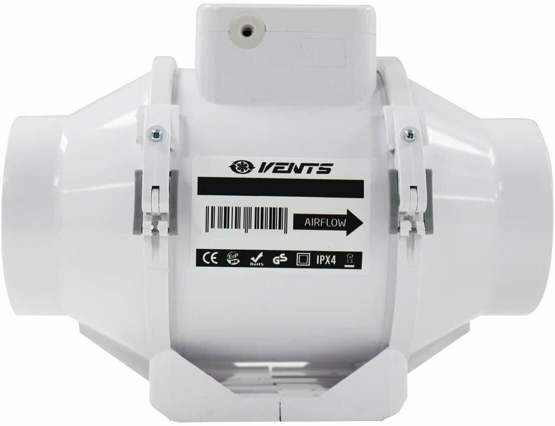 VENTS 100mm (4”) Inline Bathroom Extractor Fan with Run-On Timer – Quiet Loft-Mounted Ventilation for Showers, Toilets & Damp Control