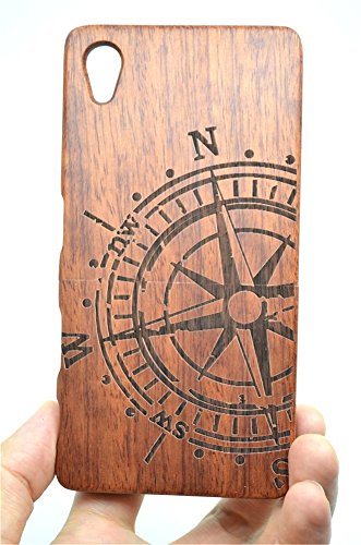 VolksRose SONY Xperia Z5 Wooden Case - Rosewood Compass - Premium Quality Natural Bamboo / Wood Cover with Free Screen Protector for Your Smartphone