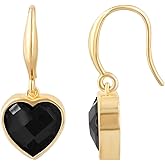 Gempires Heart Drop Earrings for Women – Gold Plated Dangle Gemstone Jewellery | Lightweight, Handmade, Hypoallergenic Gifts