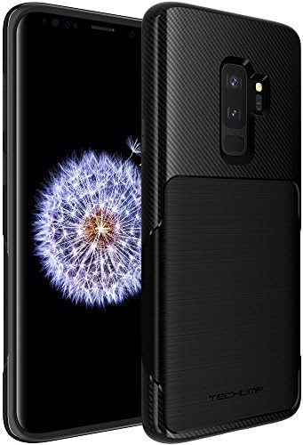 Techump Galaxy S9 Plus Case, [Impactio] Stylish and Flexible Case/Carbon Fibre and Metal Style Elements/Made of TPU material/Cover for Galaxy S9 Plus - Black
