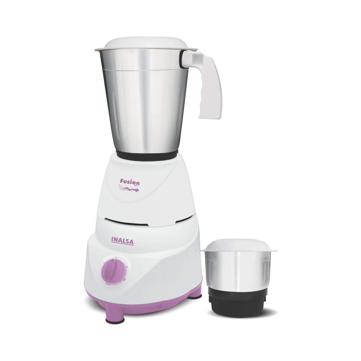 Inalsa Fusion 550Watt Mixer Grinder with 2 Jar (White/Light Purple