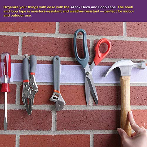 ATack Adhesive Hook and Loop Tape, White, 1-Inch x 10-Foot Sticky Back Double-Sided Hook Loop Tape for Textile, Tools, Gardening Beds, Mounting Chargers - Thumbnail 2