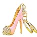 Reizteko Fashion Lady's High Heel Shoe Rhinestone Alloy Women Bag or Car Keychain (Pink)